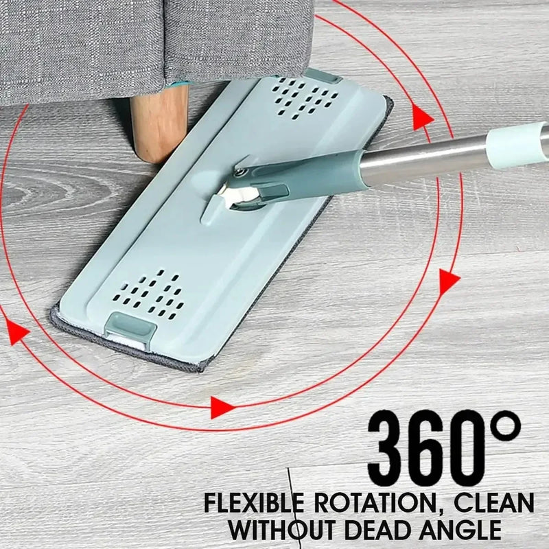 No-Wring Floor Cleaning Mop, Microfiber Pads for Wet or Dry Use on Hardwood Laminates