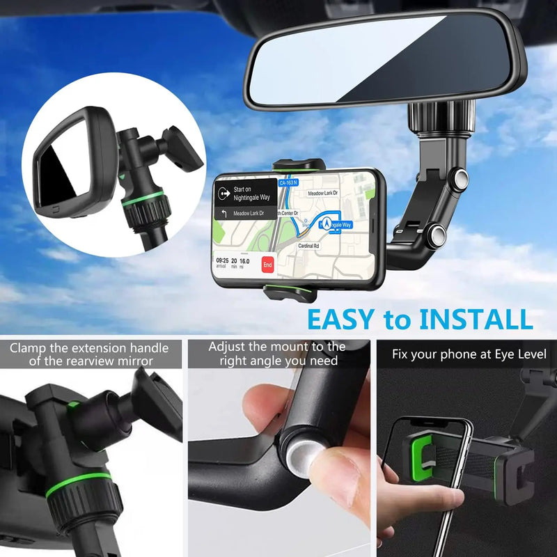 Multifunctional 360° Rotatable Car Rearview Mirror Holder