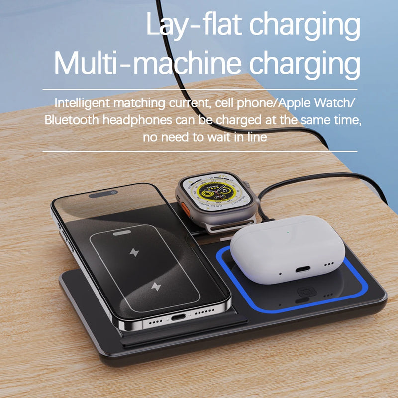 30W 3 in 1 LED Fast Wireless Charger Stand