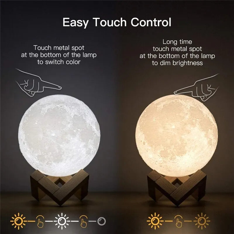 3D printed moon shaped LED night light